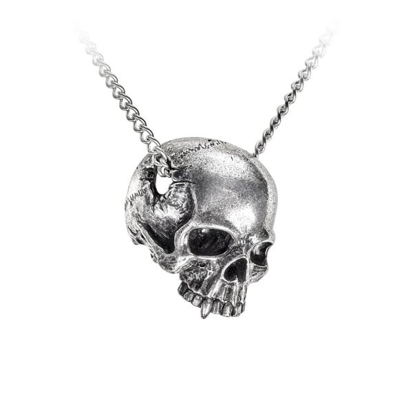 Alchemy Gothic Remains Cracked Skull Vampire Fang Pendant New - Picture 1 of 3